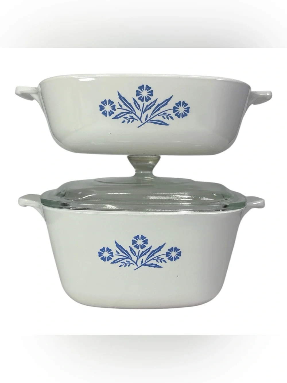 Corning Ware Blue Cornflower P-1-B 1 Qt, P-1 3/4-B 1.75 Qt Casserole w/ 1 Lid